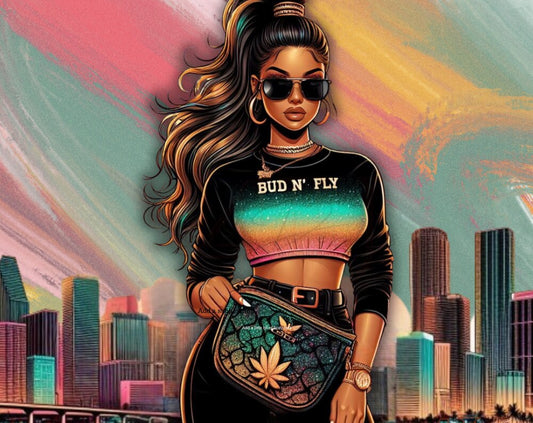 DIGITAL FILE - Miami Skyline with Bud n’ Fly Lady